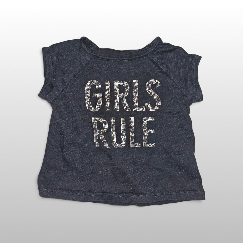 Toddler Girls Rule Rhinestone Graphic Tee Leopard Gray 2T Childrens Place Shirt
